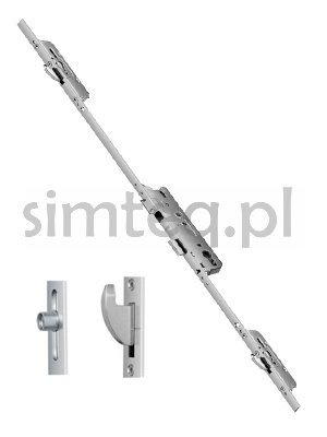 Zasuwnica drzwiowa 859 16/35/92/8 sterowana klamką - haki + ślizgi