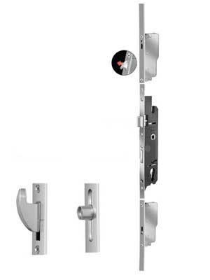 Zasuwnica drzwiowa 16/35/92/8 sterowana klamką - haki + ślizgi