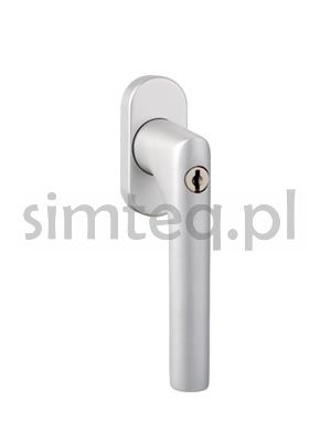 Klamka okienna z kluczem FG61 F1/srebrna anoda - trzpień 37 mm