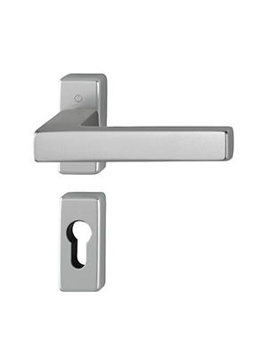 Klamka drzwiowa Austin na krótkim szyldzie z rozetą F9/stal