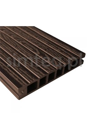 Deska tarasowa ryflowana deseniowana szeroki rozstaw - ciemny brąz