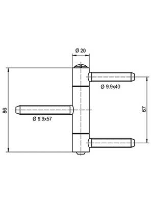 Zawias BAKA C1-20 WF ocynk srebrny