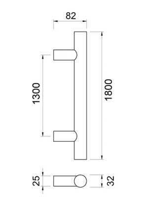 Pochwyt prosty 1300/1800mm stal nierdzewna