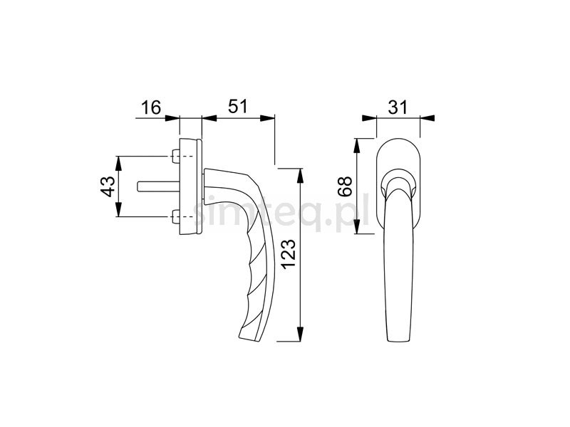 Klamka okienna Secustik Atlanta F8707/brąz trzpień 32 mm - Metalowe ...